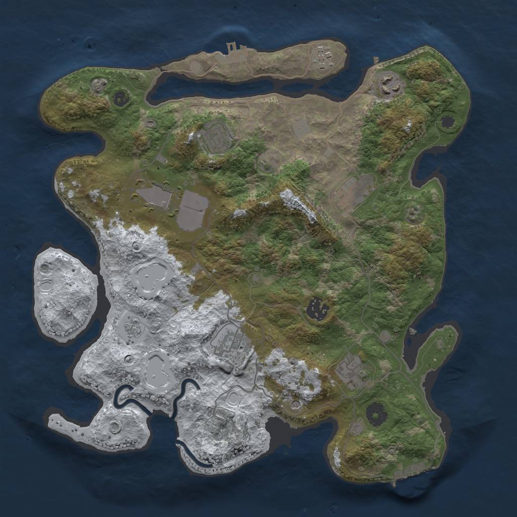 Rust Map: Procedural Map, Size: 3500, Seed: 5808888, 17 Monuments