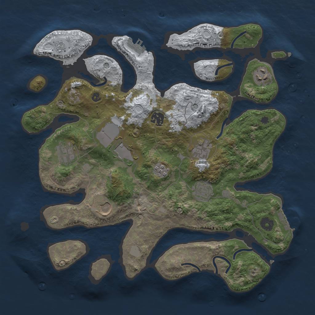 Rust Map: Procedural Map, Size: 3500, Seed: 5324197, 17 Monuments