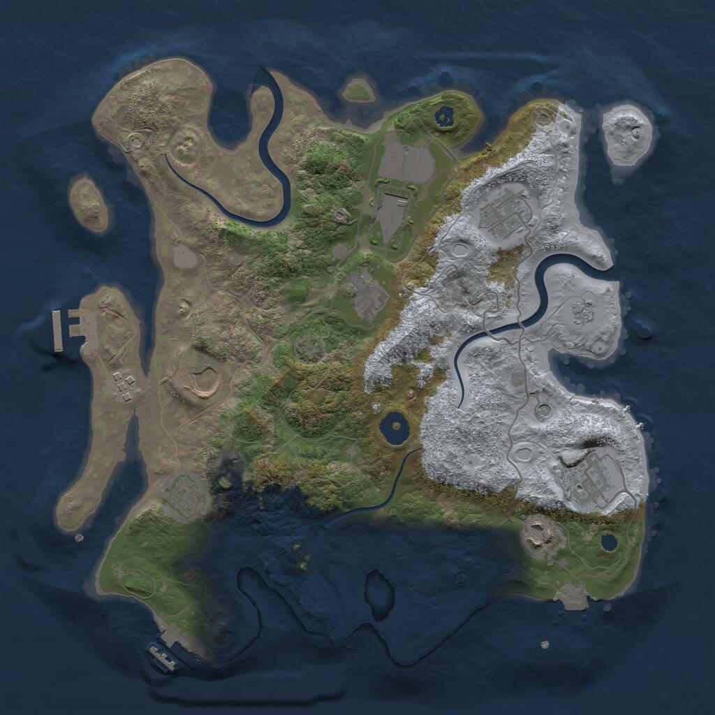 Rust Map: Procedural Map, Size: 3500, Seed: 326001, 14 Monuments