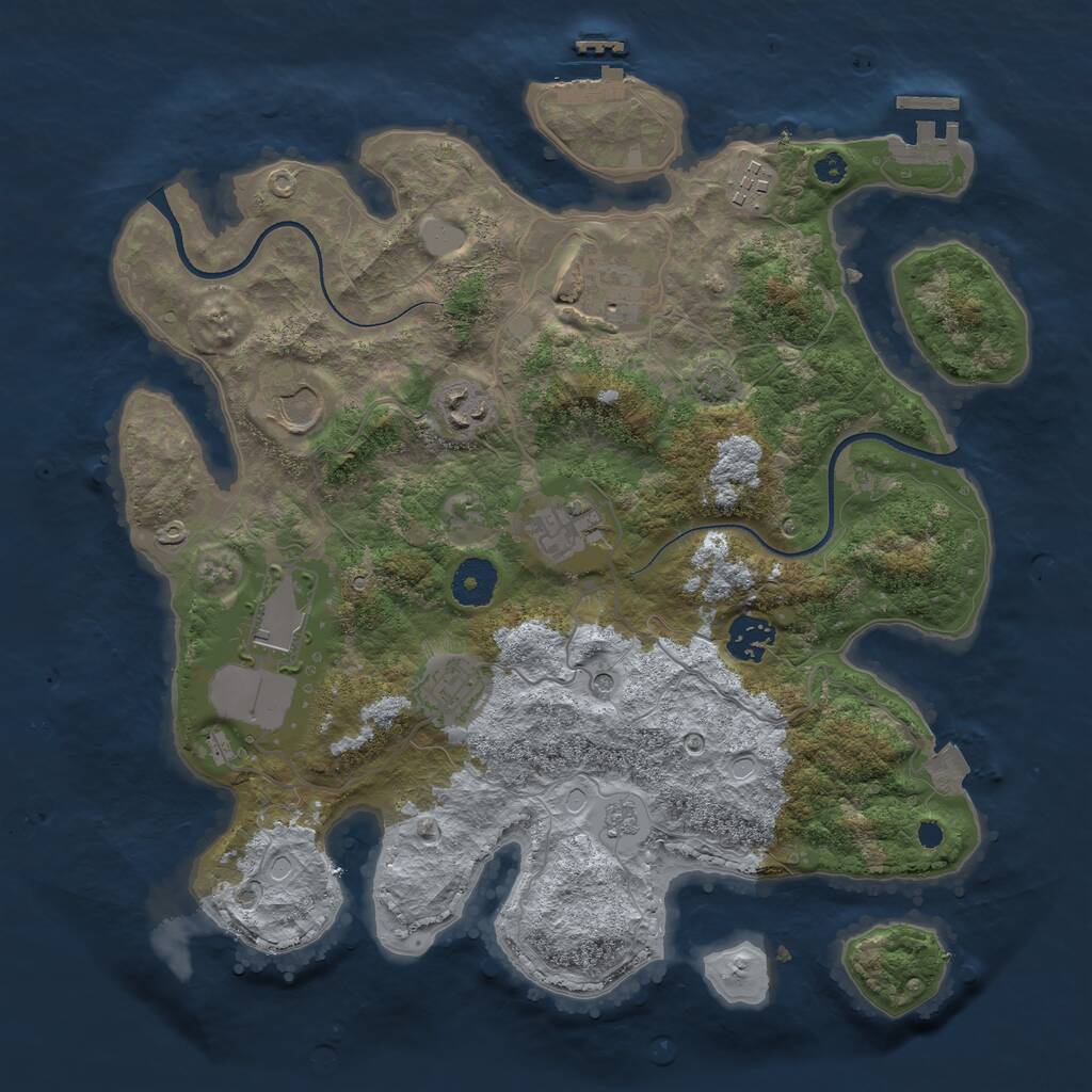 Rust Map: Procedural Map, Size: 3500, Seed: 3277416, 14 Monuments