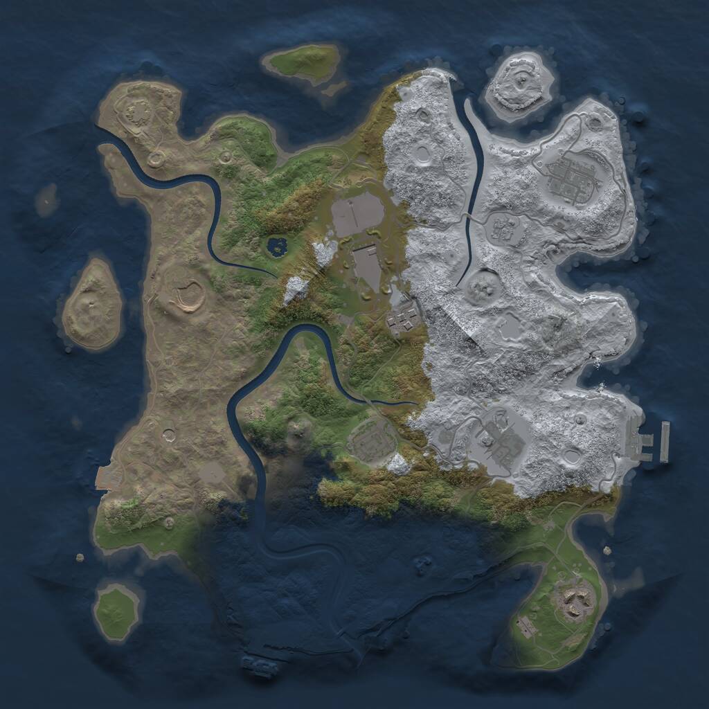 Rust Map: Procedural Map, Size: 3500, Seed: 3635715, 13 Monuments