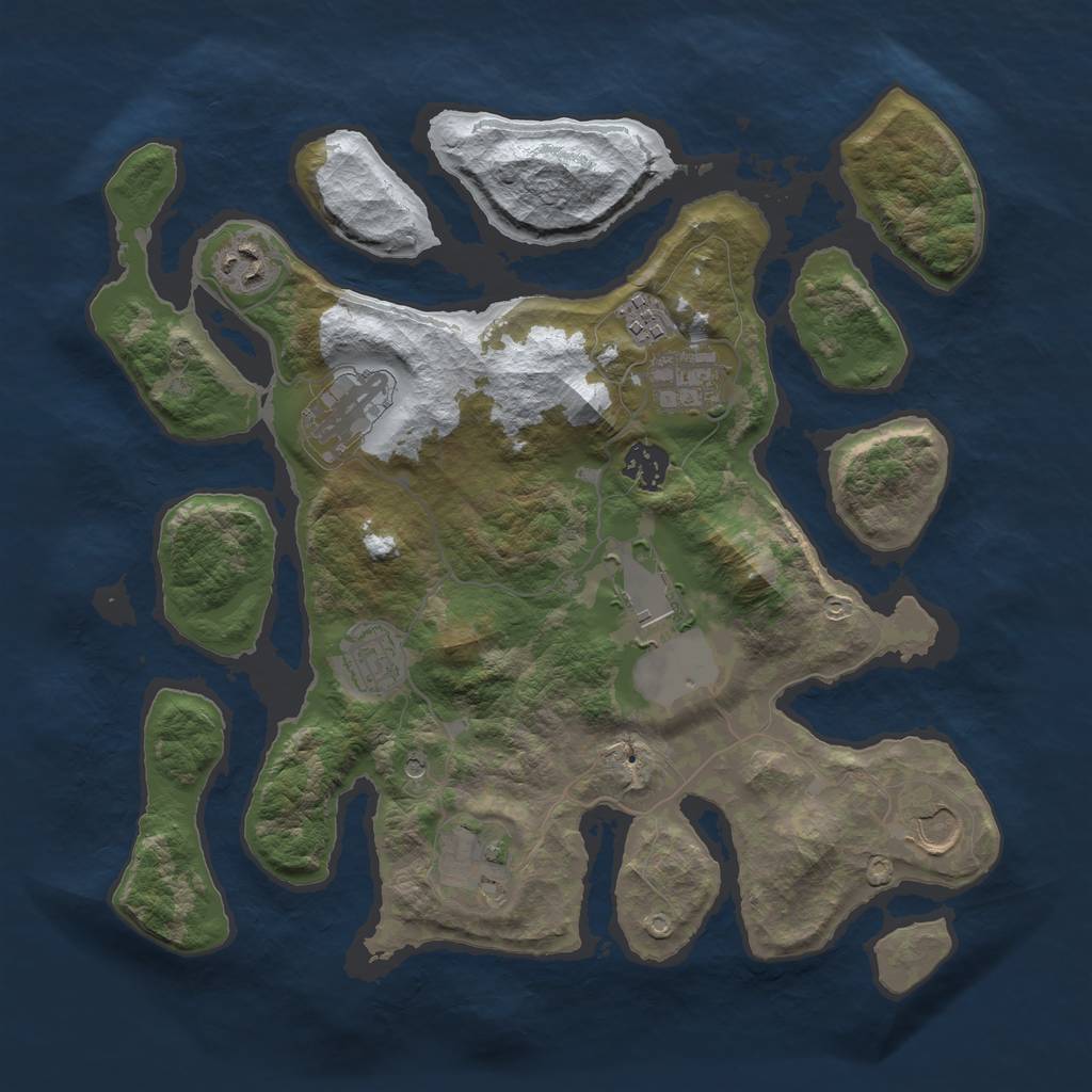 Rust Map: Barren, Size: 3500, Seed: 1868359, 12 Monuments