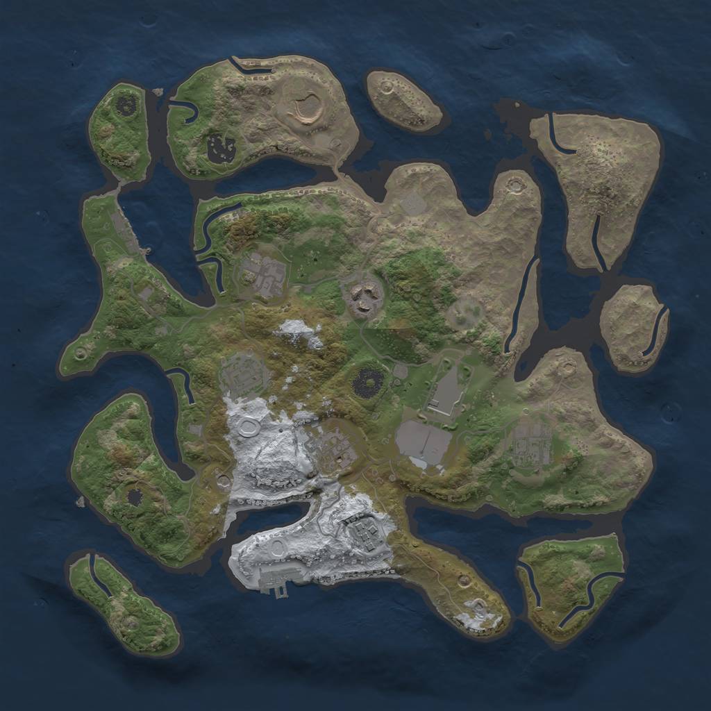 Rust Map: Procedural Map, Size: 3500, Seed: 3424824, 17 Monuments