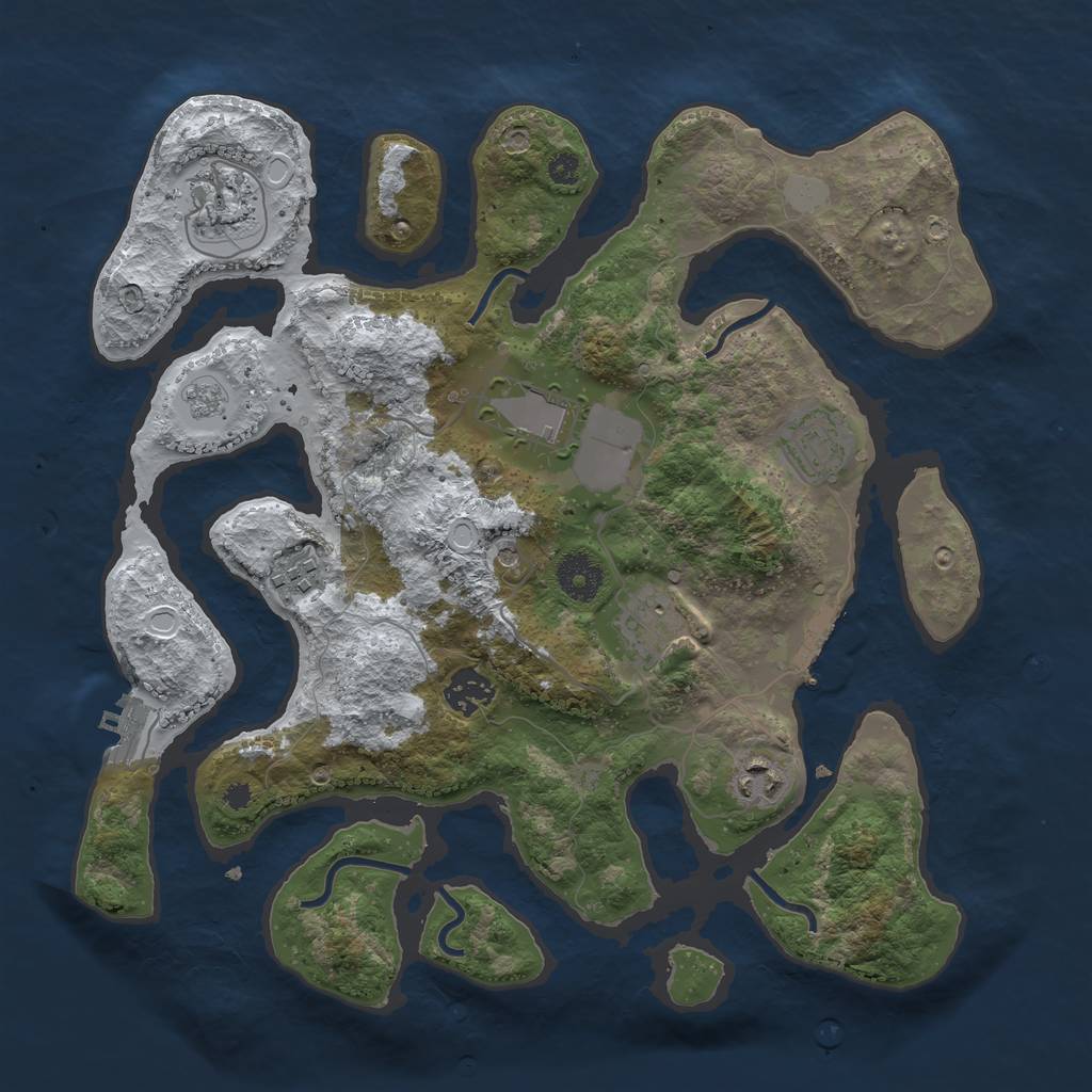Rust Map: Procedural Map, Size: 3500, Seed: 4803229, 16 Monuments