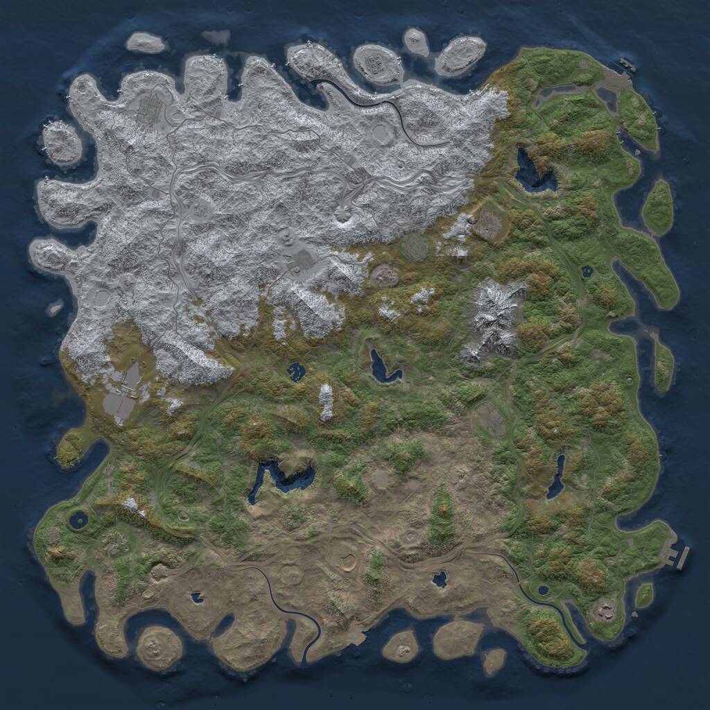 Rust Map: Procedural Map, Size: 6000, Seed: 656565, 17 Monuments