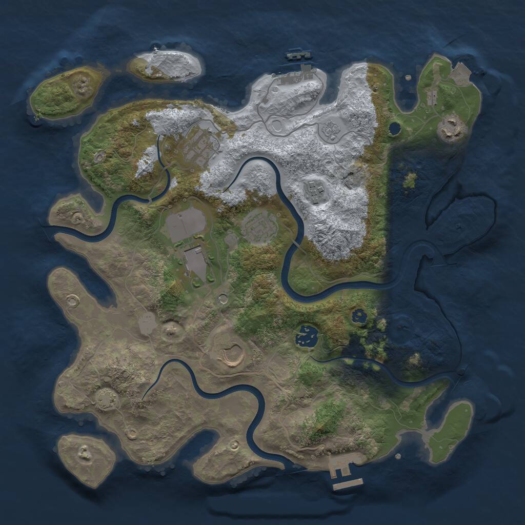 Rust Map: Procedural Map, Size: 3500, Seed: 3832795, 13 Monuments