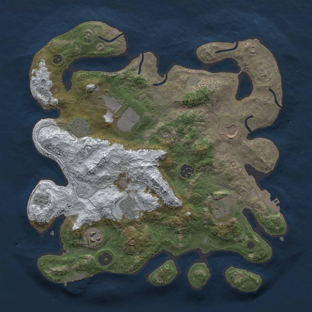 Rust Map: Procedural Map, Size: 3500, Seed: 4852658, 17 Monuments