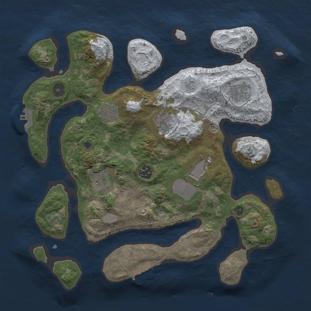 Rust Map: Procedural Map, Size: 3500, Seed: 6461073, 15 Monuments