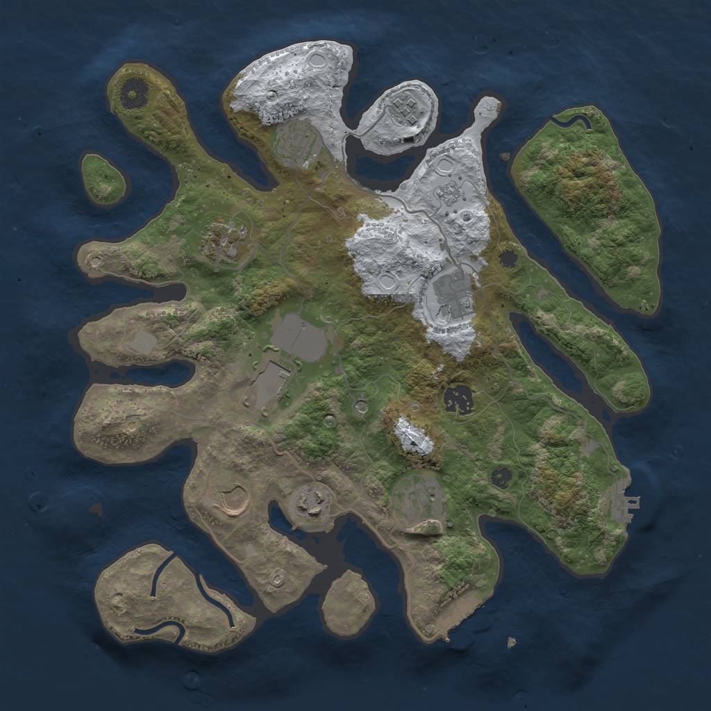 Rust Map: Procedural Map, Size: 3500, Seed: 970478, 18 Monuments