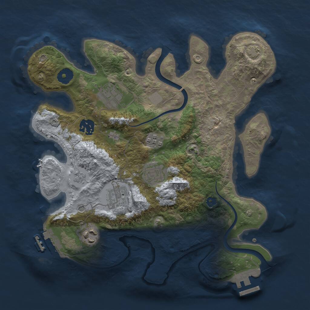 Rust Map: Procedural Map, Size: 3000, Seed: 61132, 12 Monuments