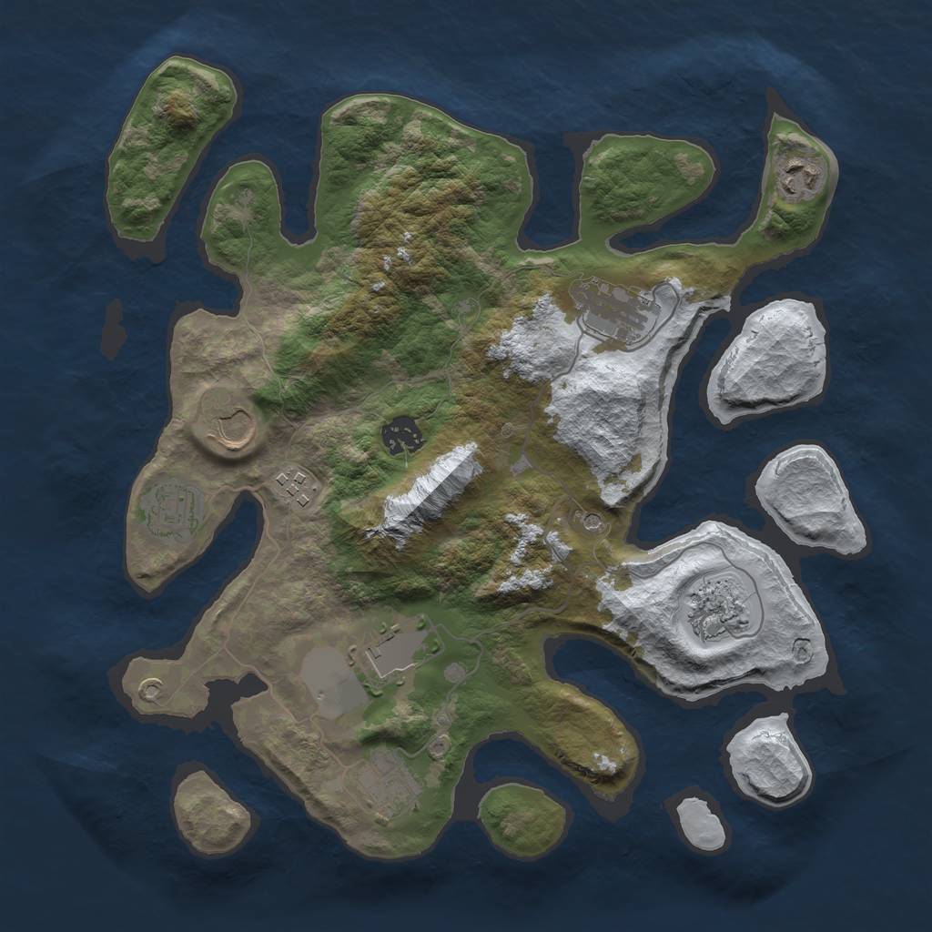 Rust Map: Barren, Size: 3500, Seed: 4843138, 12 Monuments