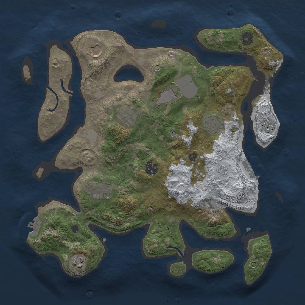 Rust Map: Procedural Map, Size: 3500, Seed: 4232849, 17 Monuments