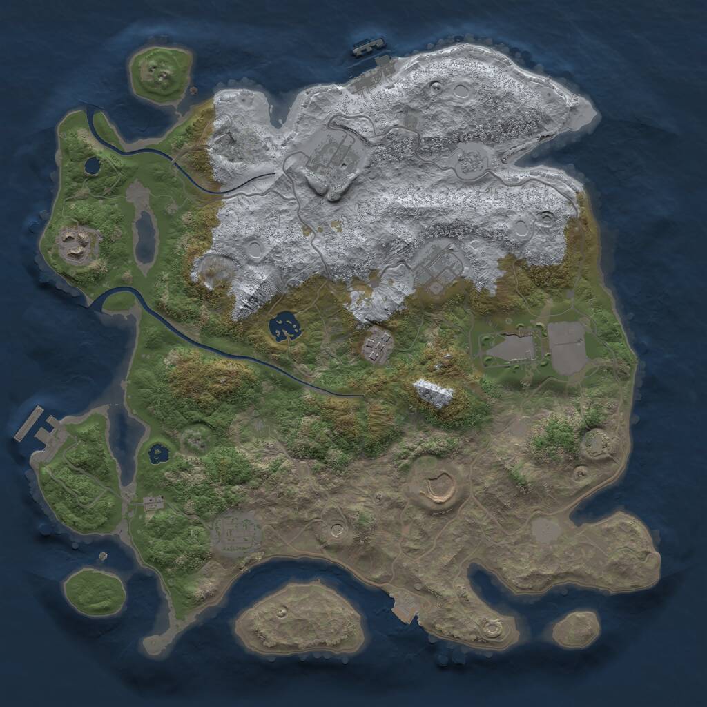 Rust Map: Procedural Map, Size: 3500, Seed: 4260421, 14 Monuments
