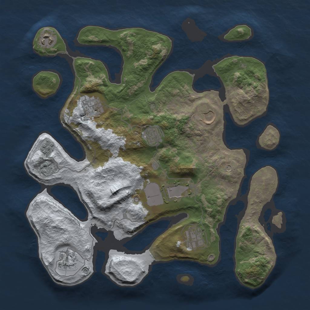 Rust Map: Barren, Size: 3500, Seed: 4750577, 11 Monuments