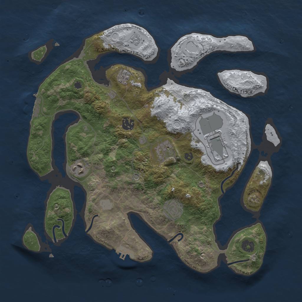 Rust Map: Procedural Map, Size: 3500, Seed: 4085949, 15 Monuments