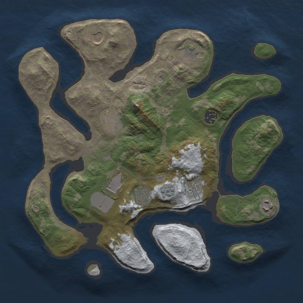 Rust Map: Barren, Size: 3500, Seed: 4039433, 12 Monuments