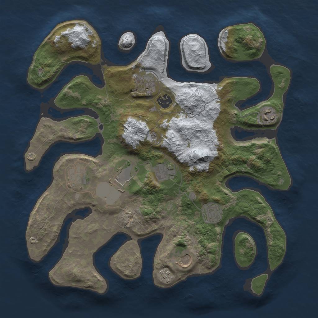 Rust Map: Barren, Size: 3500, Seed: 3620676, 12 Monuments