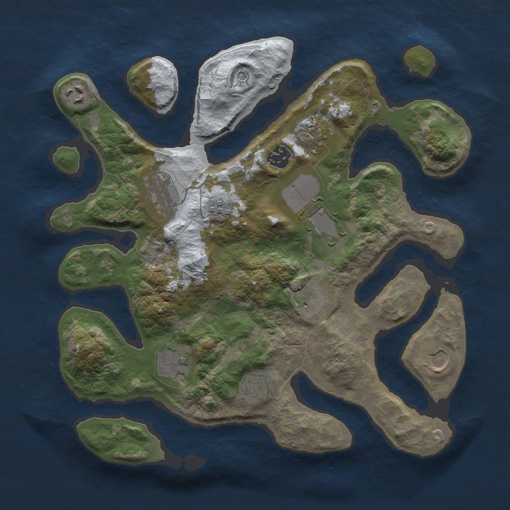 Rust Map: Barren, Size: 3500, Seed: 5146988, 13 Monuments