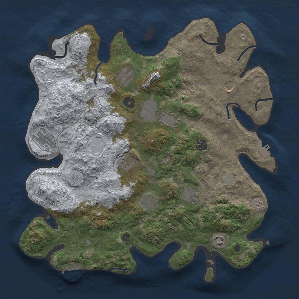Rust Map: Procedural Map, Size: 3850, Seed: 2128018631, 19 Monuments