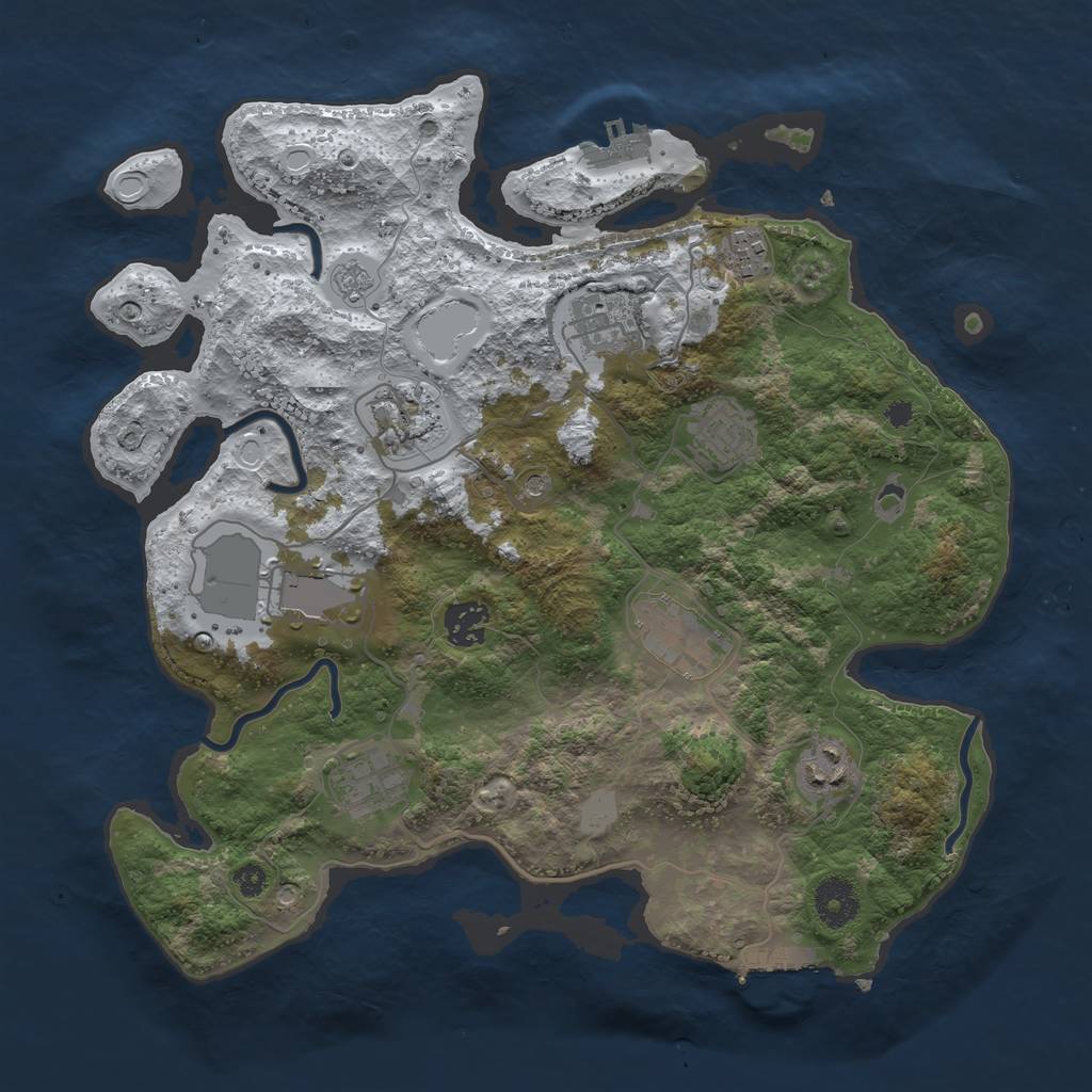 Rust Map: Procedural Map, Size: 3500, Seed: 475583, 18 Monuments