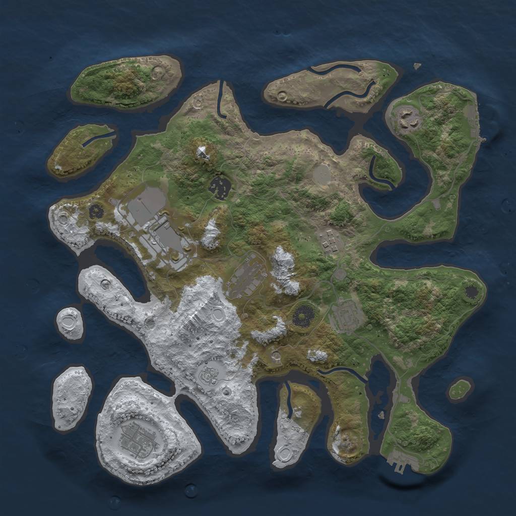 Rust Map: Procedural Map, Size: 3500, Seed: 1823137444, 16 Monuments