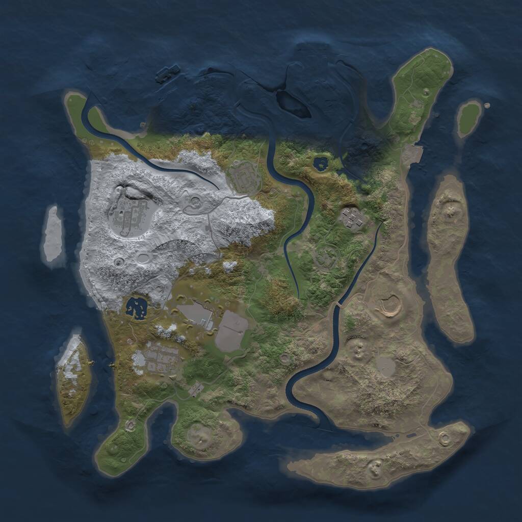 Rust Map: Procedural Map, Size: 3500, Seed: 4819786, 12 Monuments
