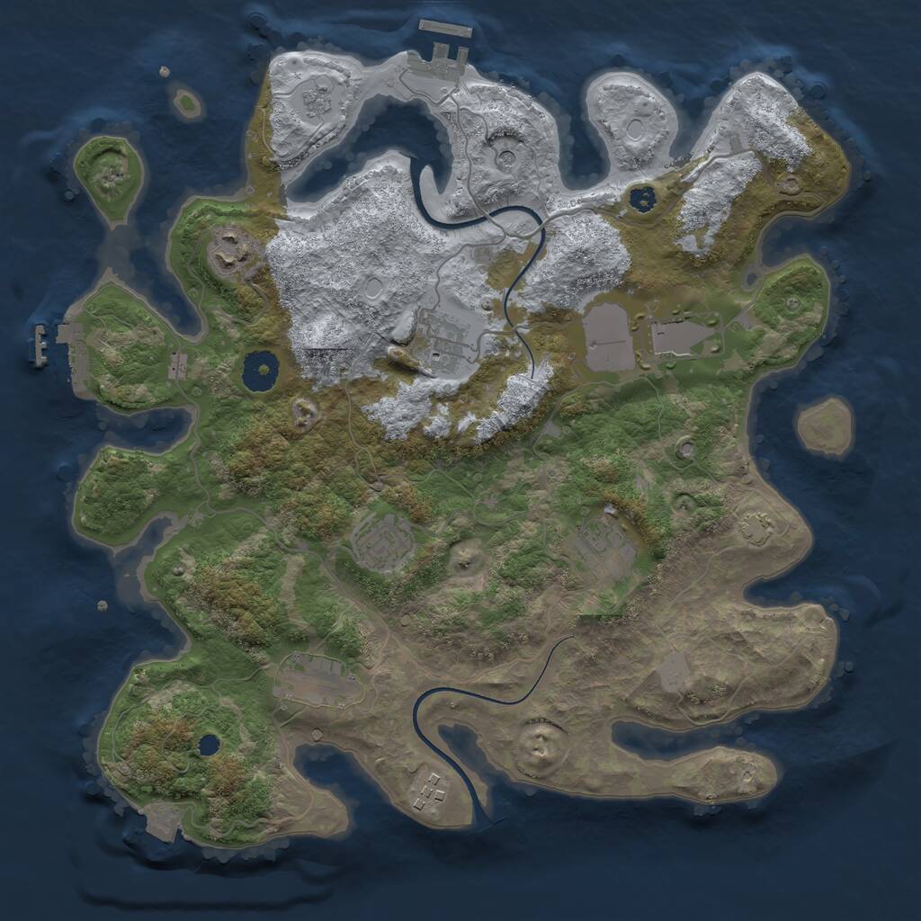 Rust Map: Procedural Map, Size: 3500, Seed: 1286178, 13 Monuments