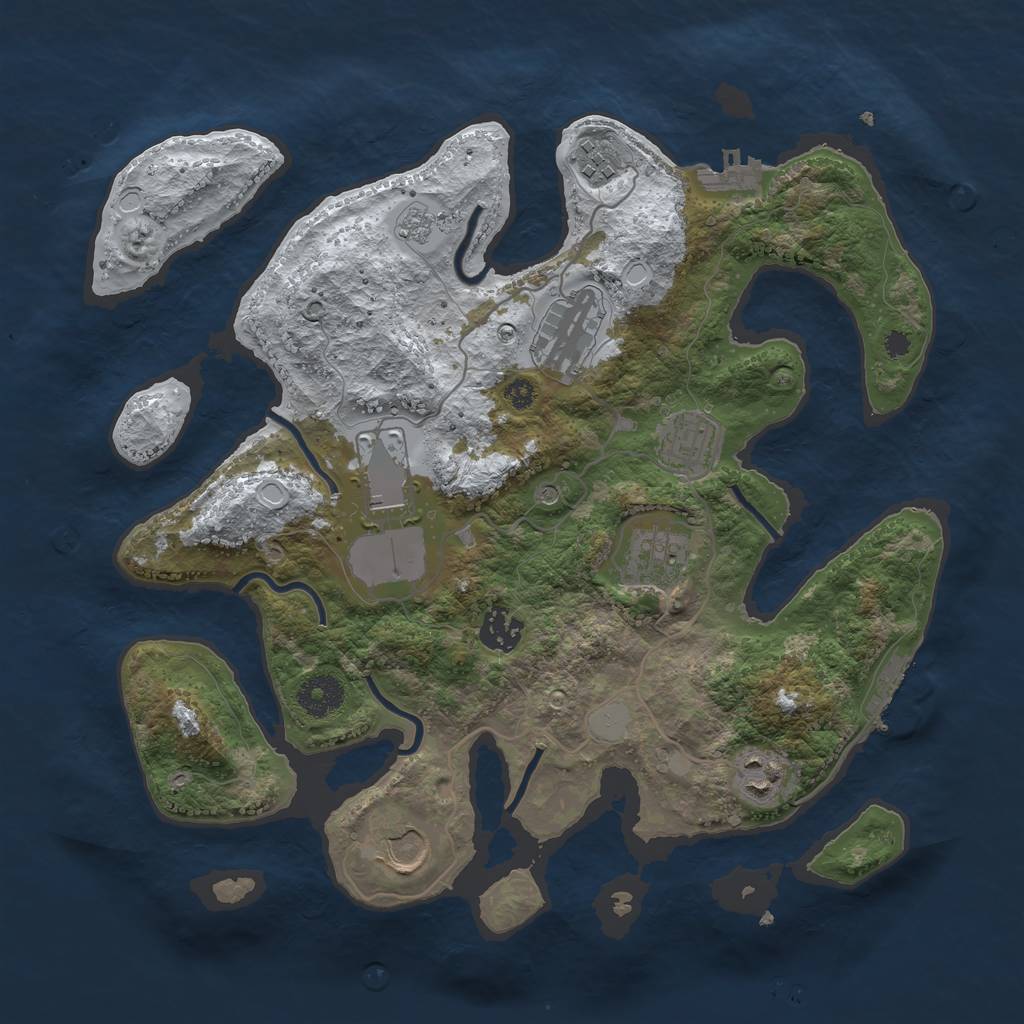 Rust Map: Procedural Map, Size: 3500, Seed: 4441243, 17 Monuments