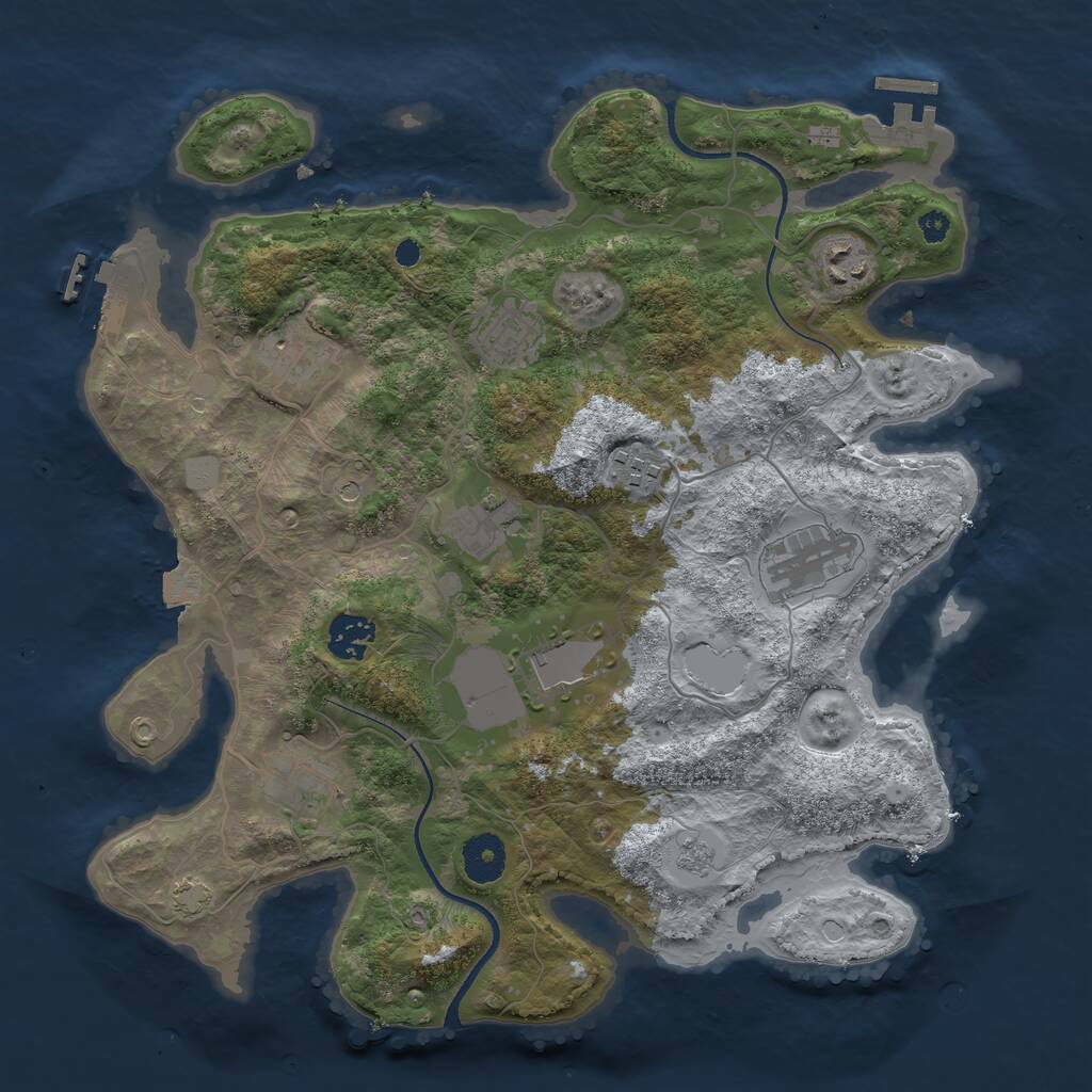 Rust Map: Procedural Map, Size: 3500, Seed: 4397052, 15 Monuments