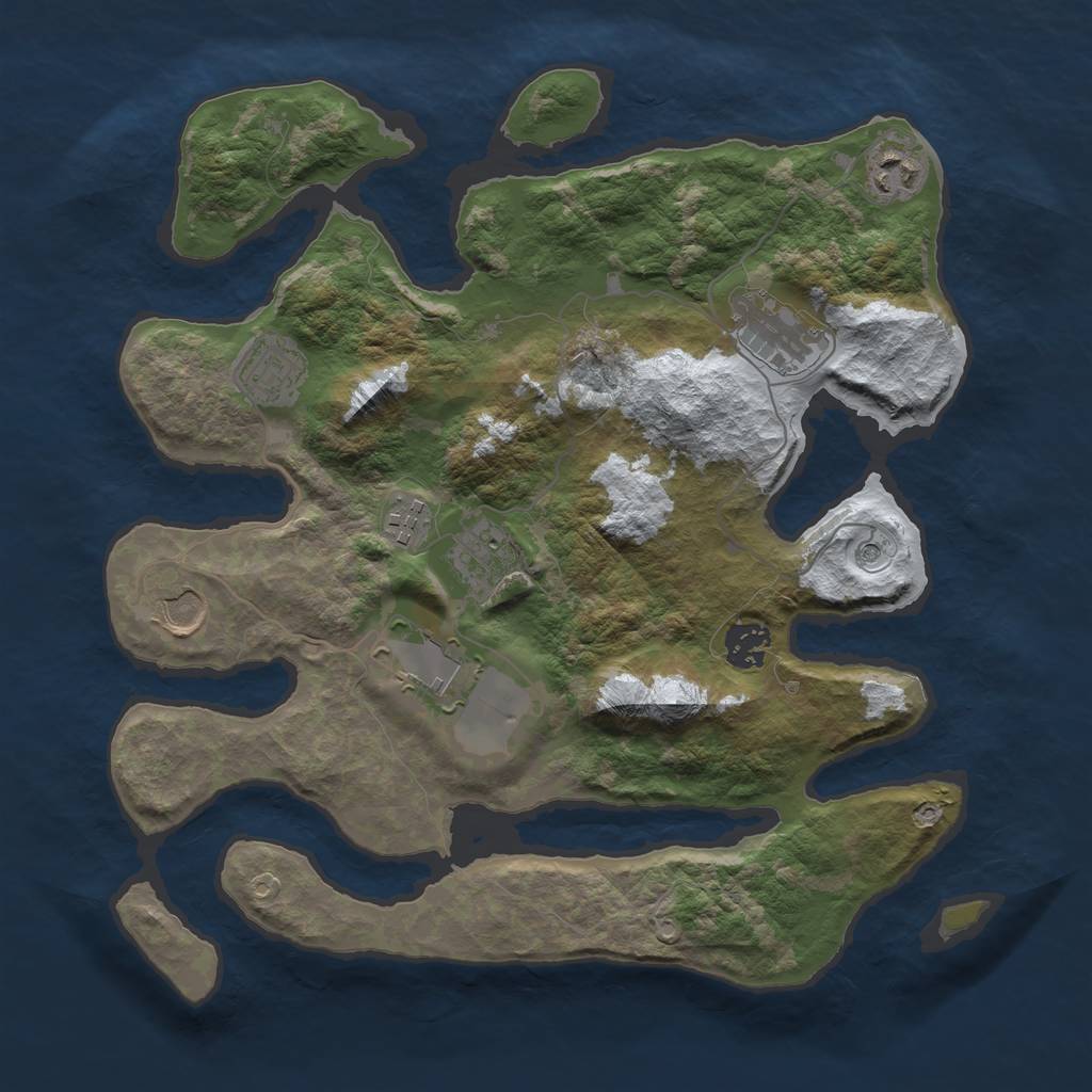 Rust Map: Barren, Size: 3500, Seed: 4185033, 11 Monuments