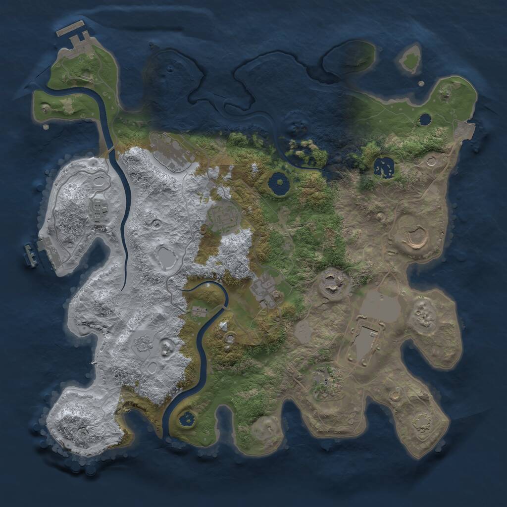 Rust Map: Procedural Map, Size: 3500, Seed: 4831626, 15 Monuments