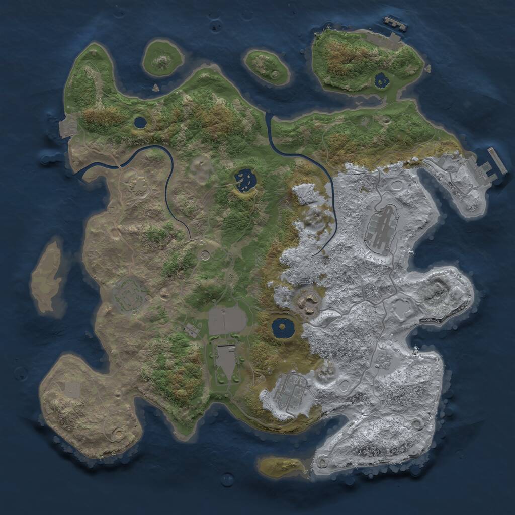 Rust Map: Procedural Map, Size: 3500, Seed: 6185967, 12 Monuments