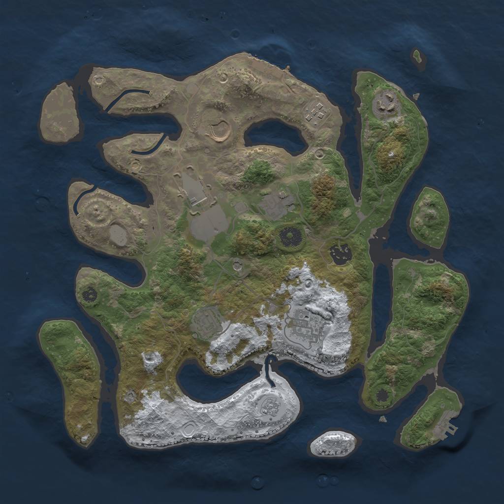 Rust Map: Procedural Map, Size: 3500, Seed: 5341338, 17 Monuments
