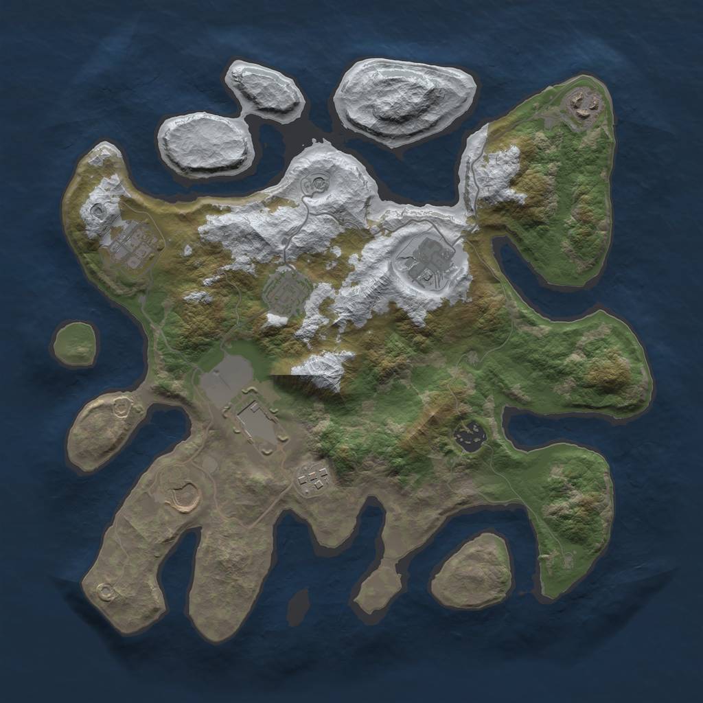 Rust Map: Barren, Size: 3500, Seed: 5502240, 11 Monuments