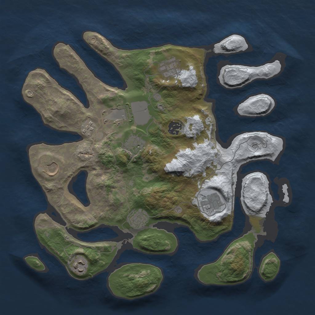 Rust Map: Barren, Size: 3500, Seed: 859146, 12 Monuments
