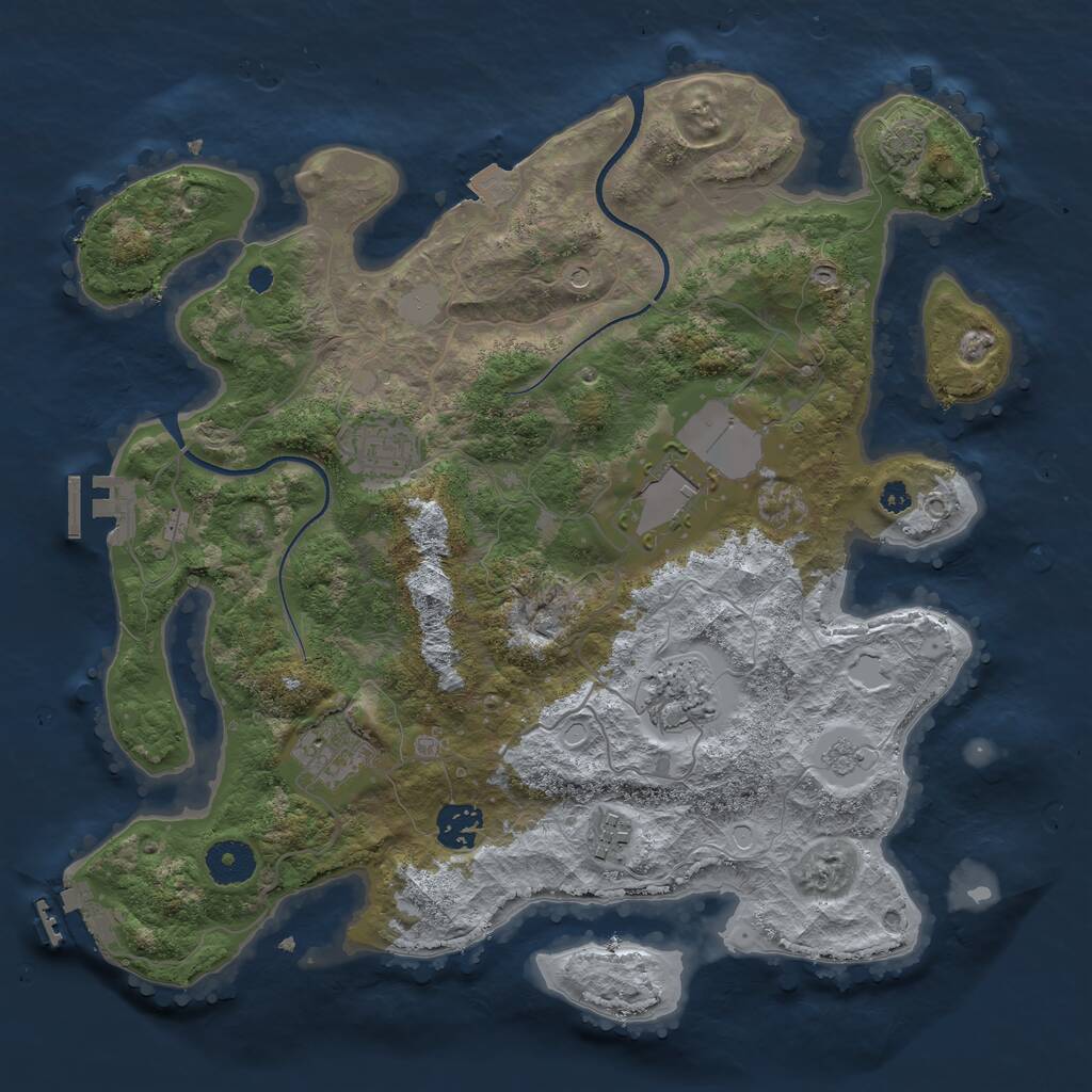 Rust Map: Procedural Map, Size: 3500, Seed: 2472975, 12 Monuments