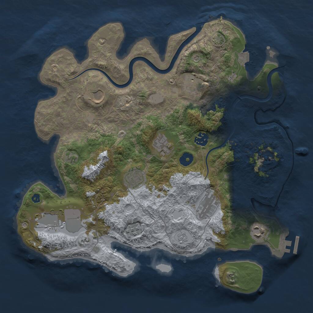 Rust Map: Procedural Map, Size: 3500, Seed: 857037, 14 Monuments