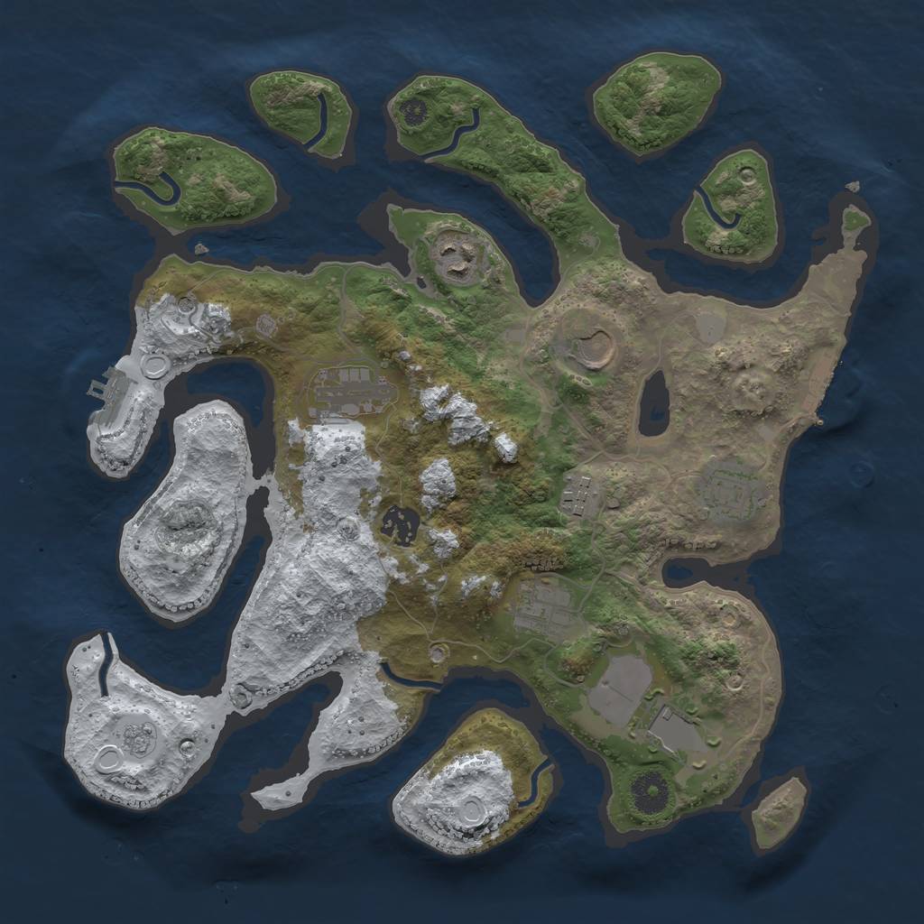 Rust Map: Procedural Map, Size: 3500, Seed: 2744936, 17 Monuments