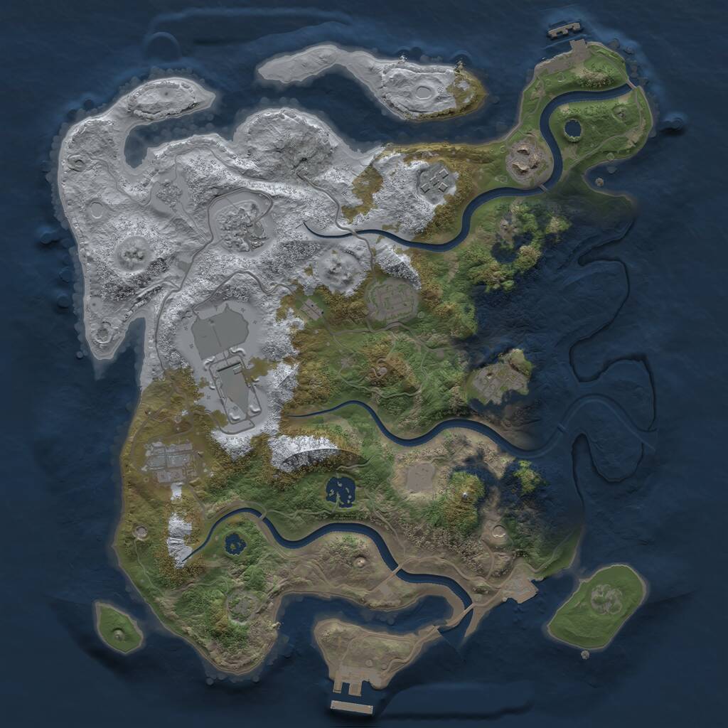 Rust Map: Procedural Map, Size: 3500, Seed: 4478913, 14 Monuments