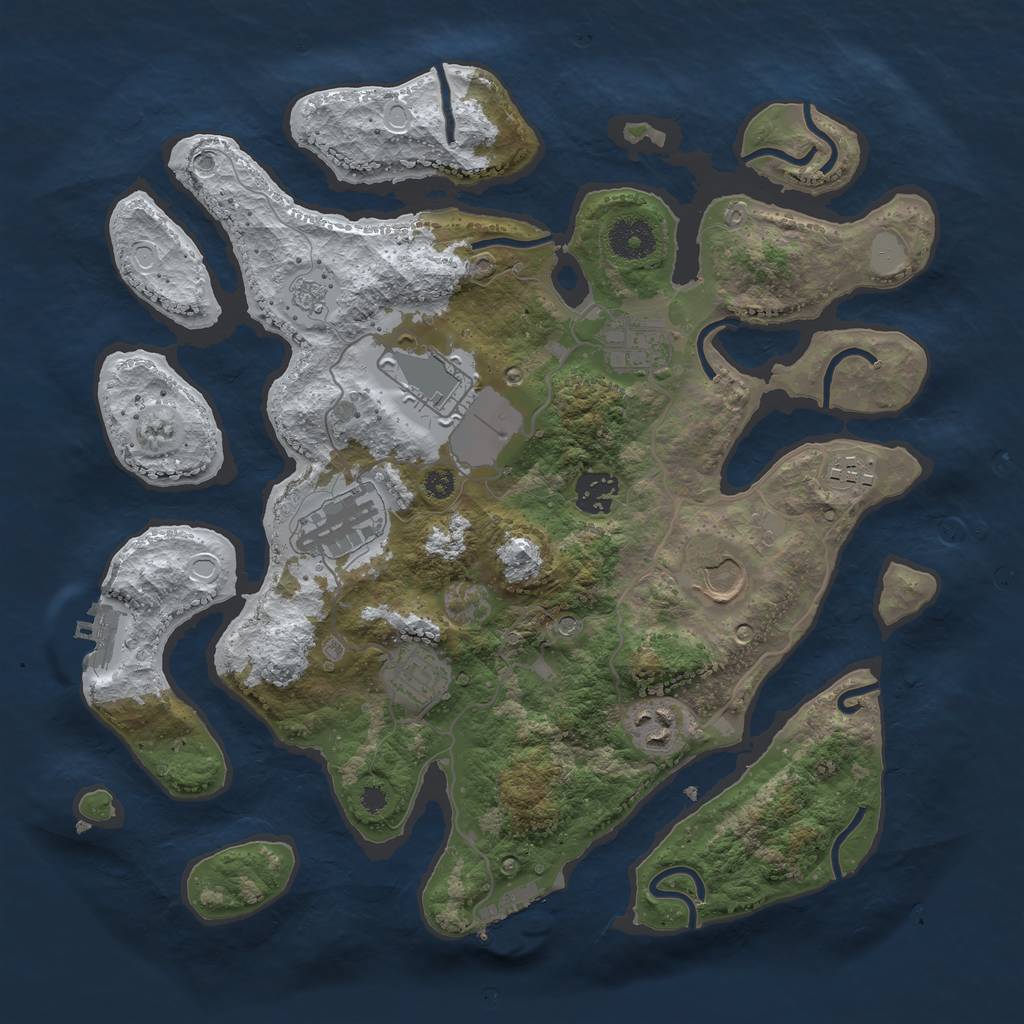 Rust Map: Procedural Map, Size: 3500, Seed: 4480309, 17 Monuments