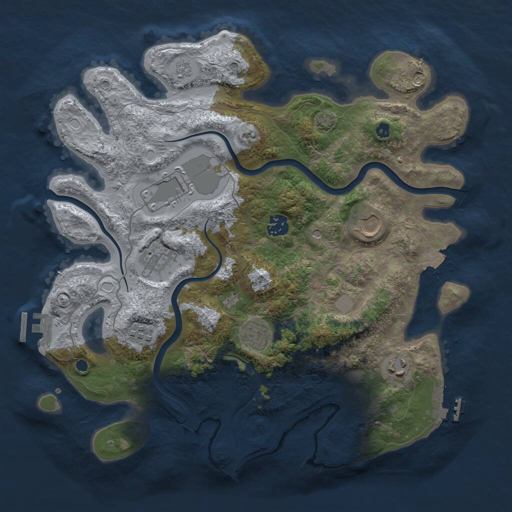 Rust Map: Procedural Map, Size: 3500, Seed: 4480309, 13 Monuments