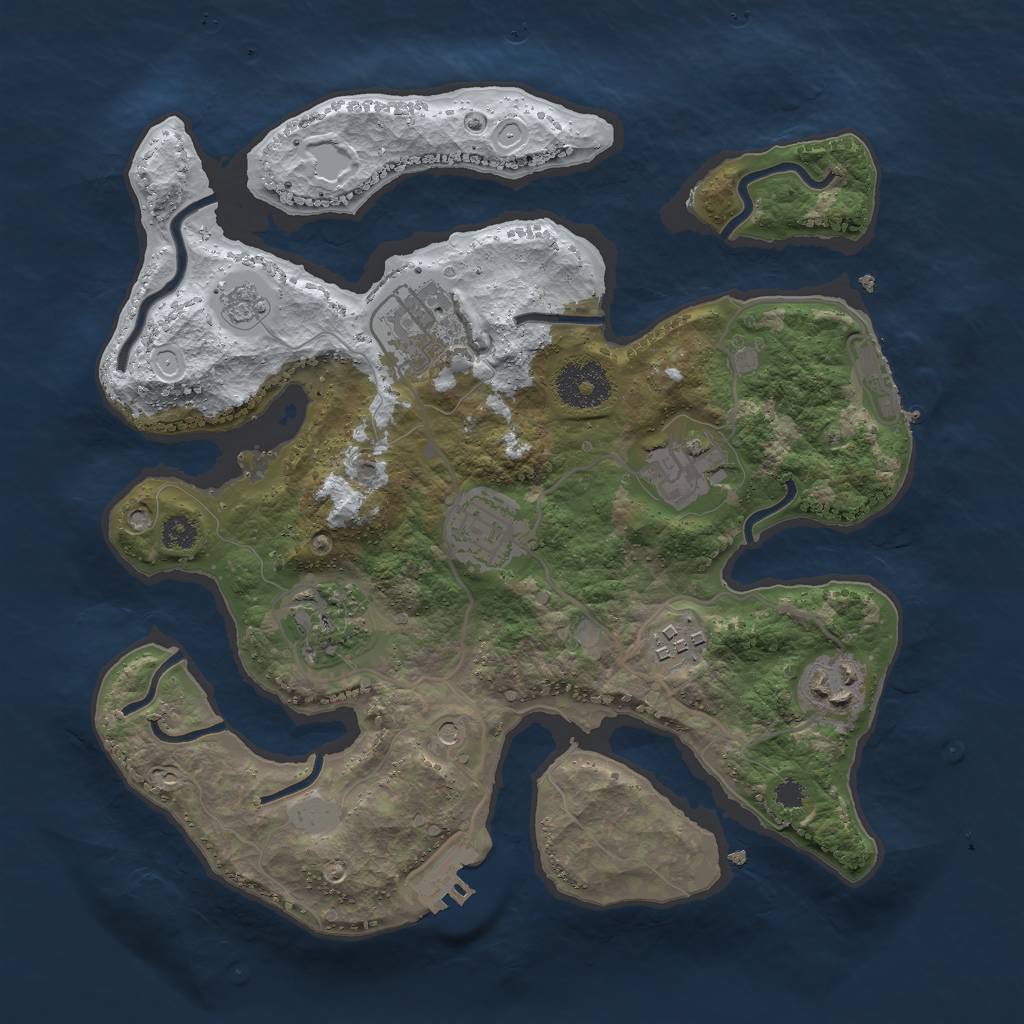 Rust Map: Procedural Map, Size: 3000, Seed: 582838401, 15 Monuments