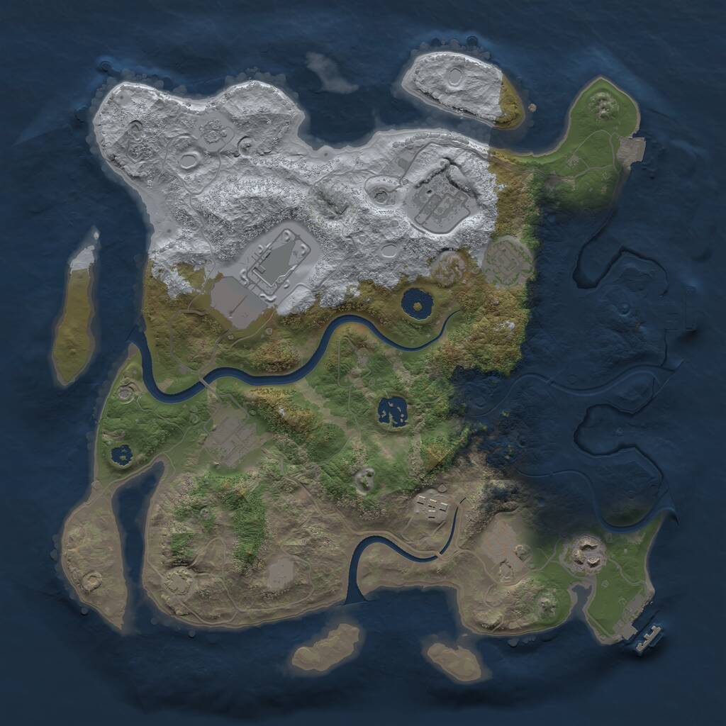 Rust Map: Procedural Map, Size: 3500, Seed: 3757304, 14 Monuments