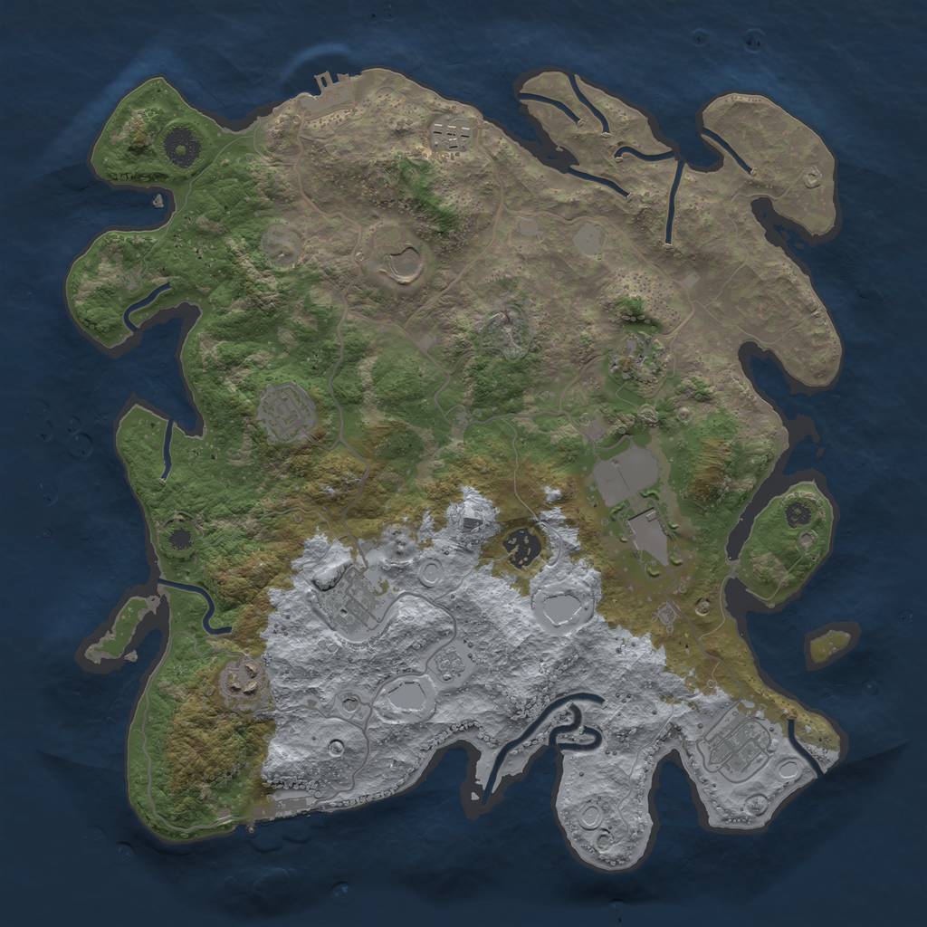 Rust Map: Procedural Map, Size: 3750, Seed: 5654909, 16 Monuments