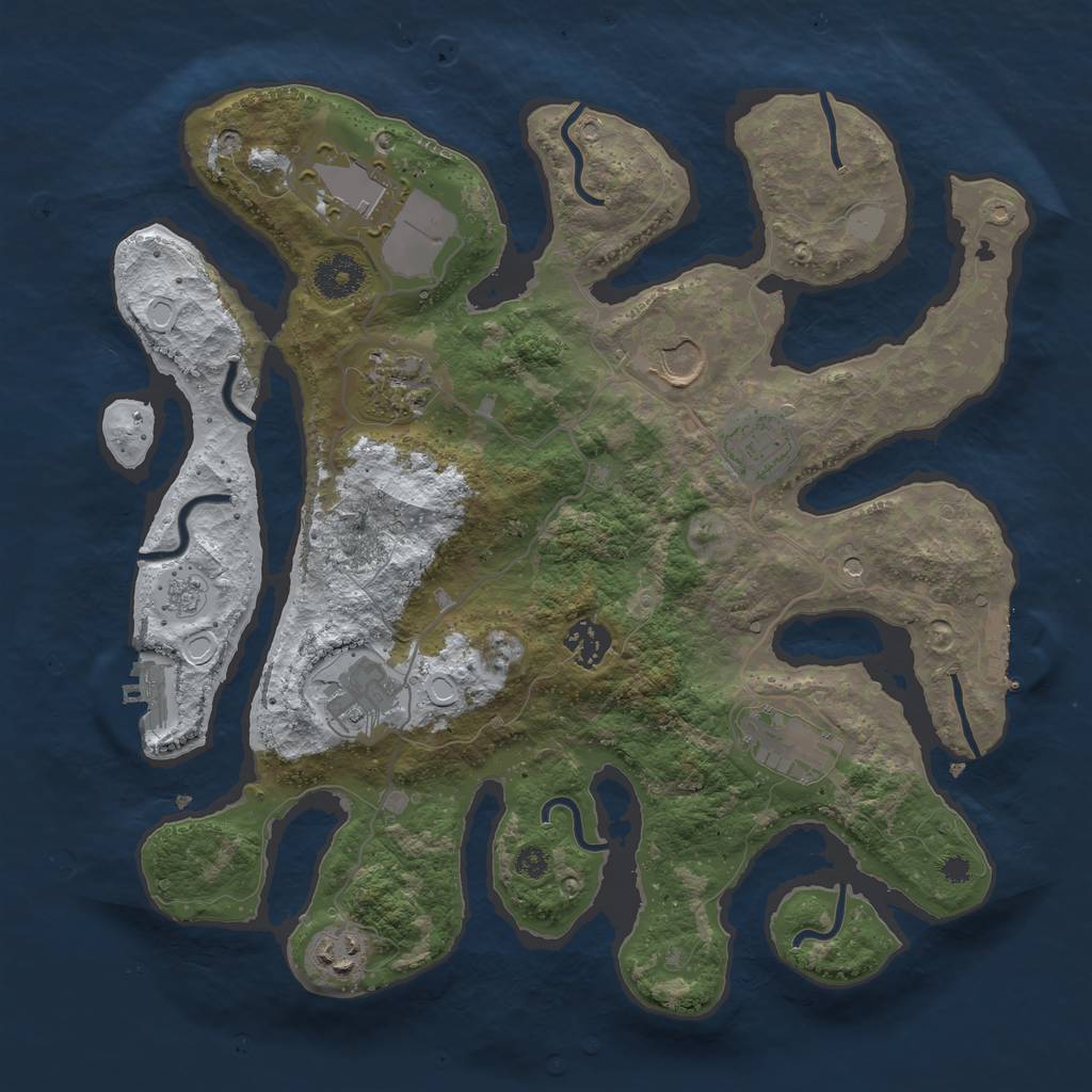 Rust Map: Procedural Map, Size: 3500, Seed: 6065614, 17 Monuments