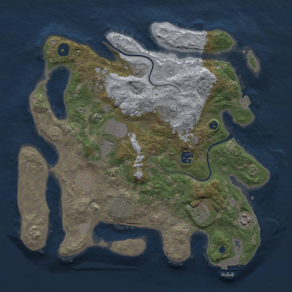 Rust Map: Procedural Map, Size: 3500, Seed: 5390973, 14 Monuments