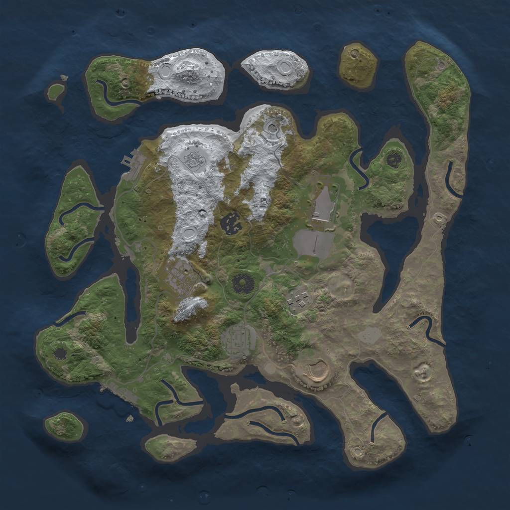 Rust Map: Procedural Map, Size: 3500, Seed: 4837118, 15 Monuments