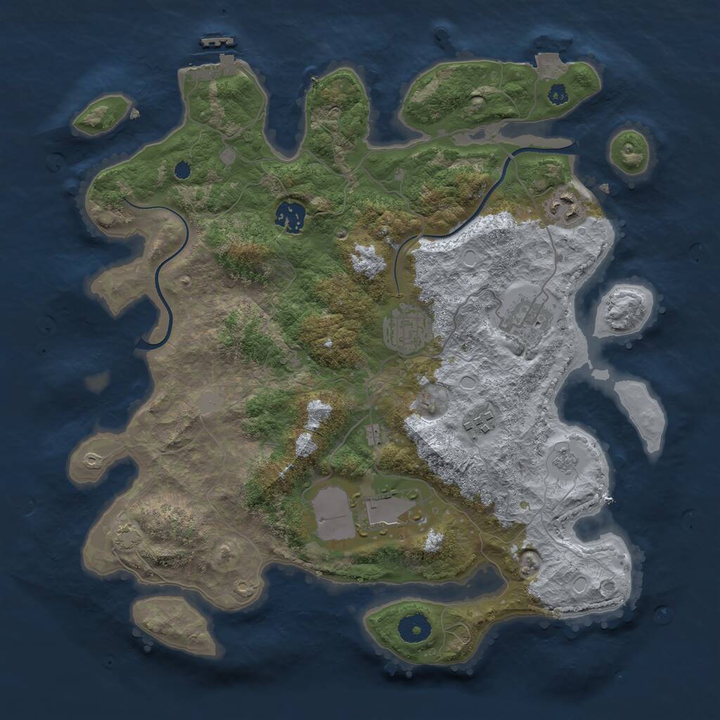 Rust Map: Procedural Map, Size: 3500, Seed: 4649428, 10 Monuments