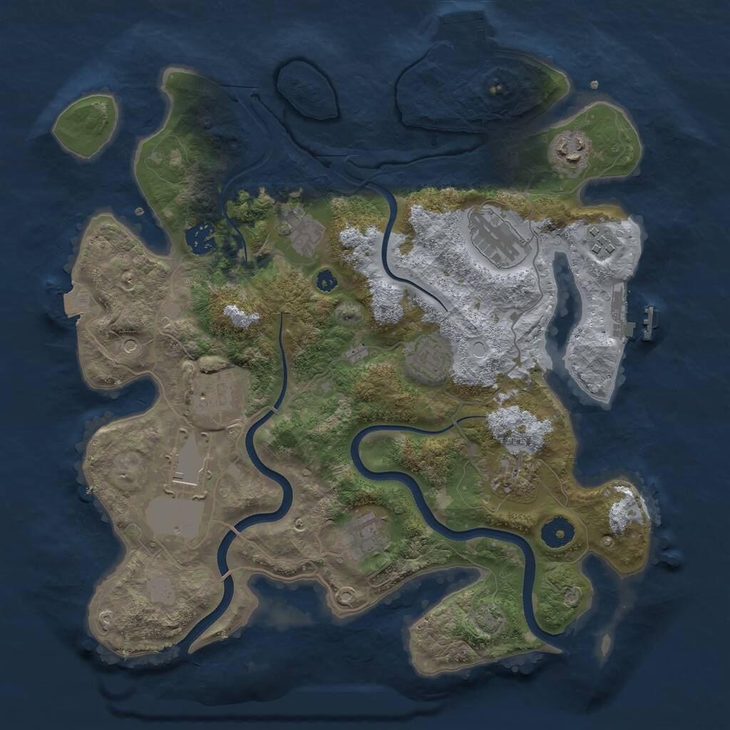 Rust Map: Procedural Map, Size: 3500, Seed: 190746, 15 Monuments