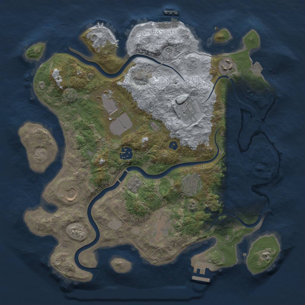 Rust Map: Procedural Map, Size: 3500, Seed: 6157833, 14 Monuments